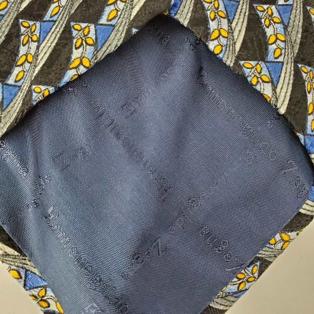 Ermenegildo Zegna Men's Blue‎ Yellow Floral Woven Silk Tie Italy - Picture 2 of 4